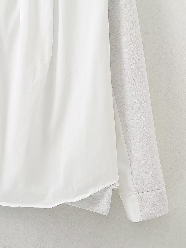Autumn Women Casual Solid Color Pocket Loose Hooded Mid Length Sweatshirt