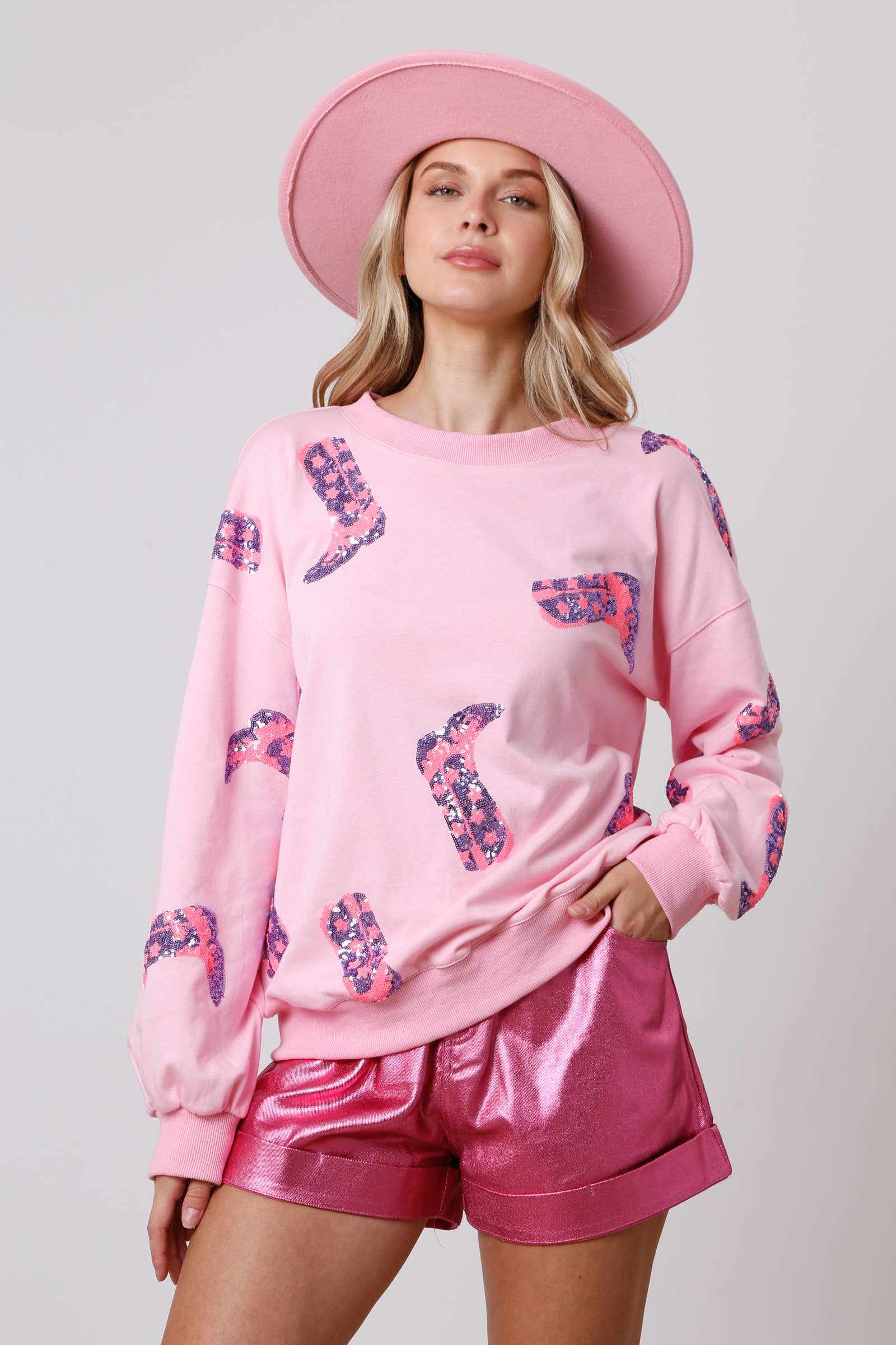 Spring Women Clothing Valentine Day Sequined Long Sleeved Sweatshirt Sweet Fresh Top Women