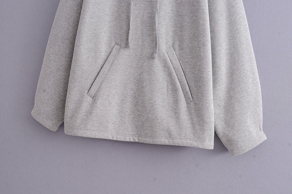 spring Summer Artistic All-Matching Graceful Hooded Hoodie Solid Color