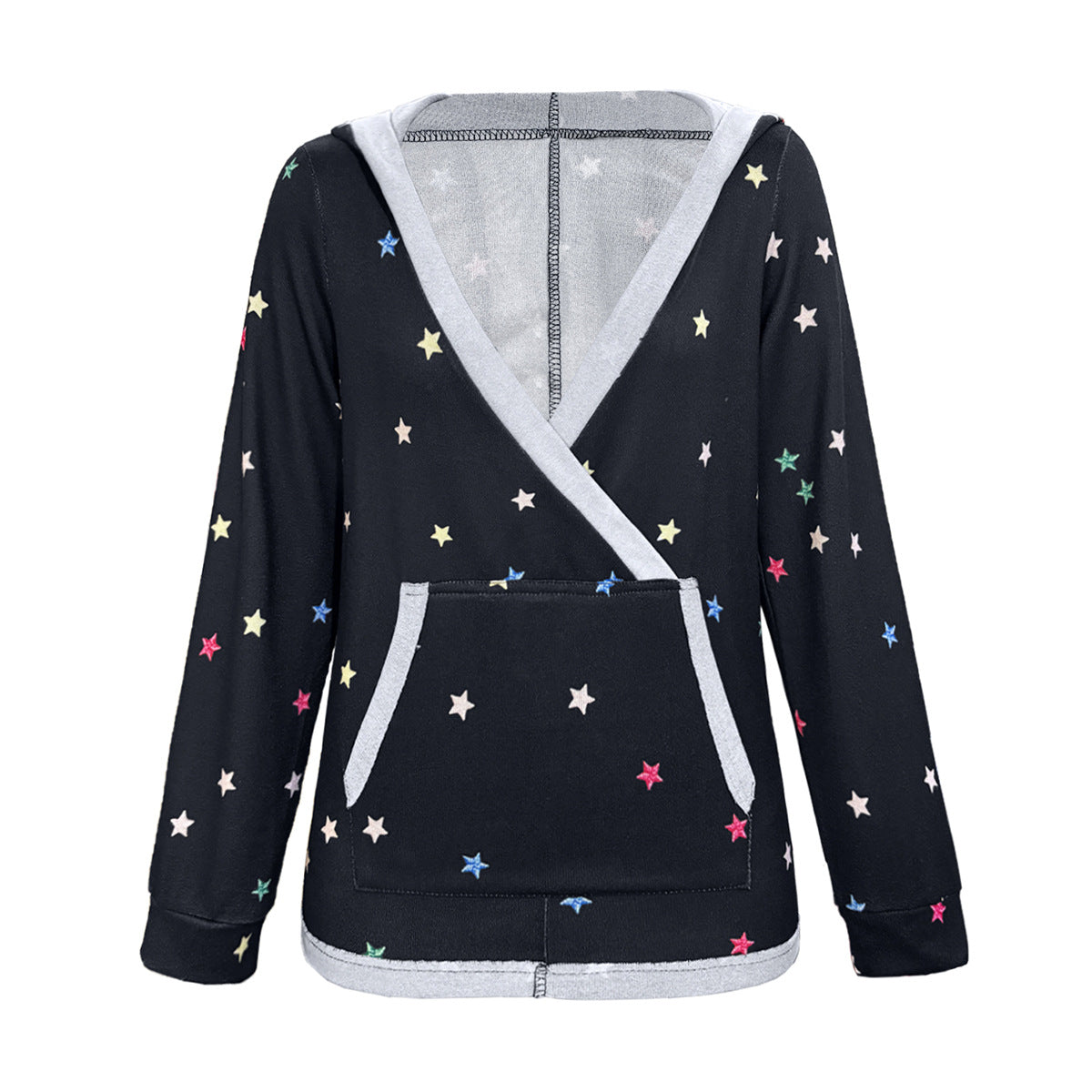Hooded V Neck Printed Sexy Sweatshirt